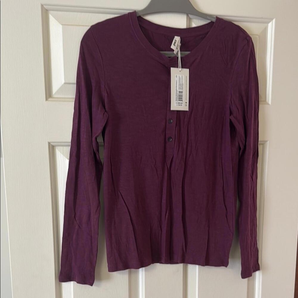 Pact maroon london slub henley tee small organic cotton